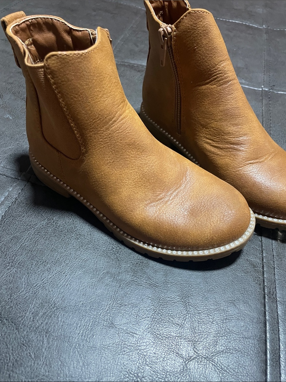 Place Cognac Brown Women’s Ankle Booties with Side Zip